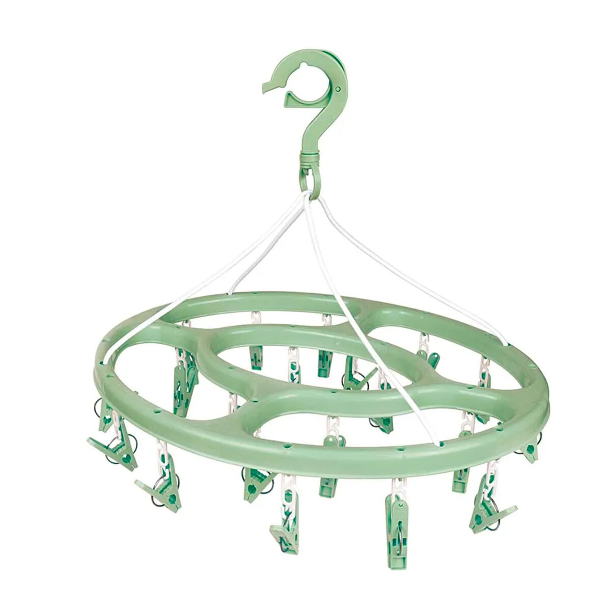 Mini Tendedero Ovalado 24 Palillos Plásticos para Ropa Mor - Verde 