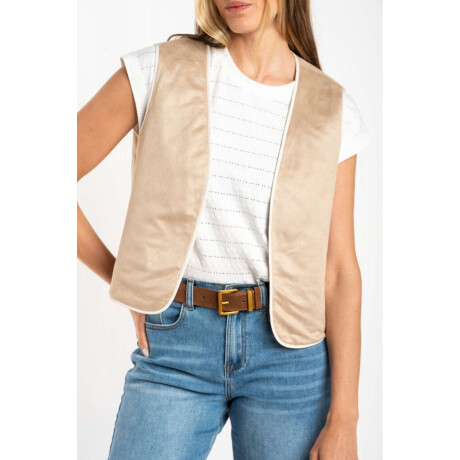 Chaleco Bordados Reversible Gamuza Nácar