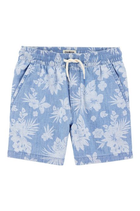 Short de chambray, diseño tropical Sin color