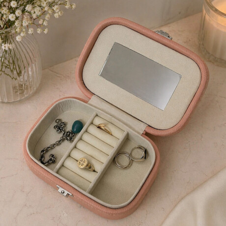 Joyero con espejo y hebilla - Chico 15x10x5cm Rosado