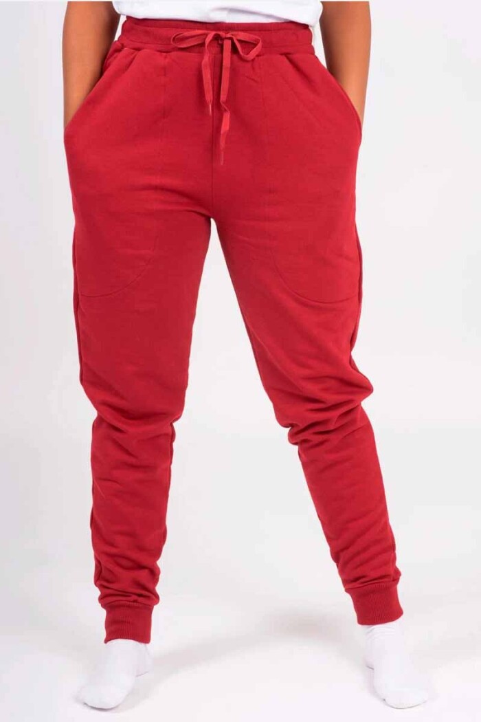 PANTALON HERING UNISEX C/PUÑO C/FELPA E509 Rojo