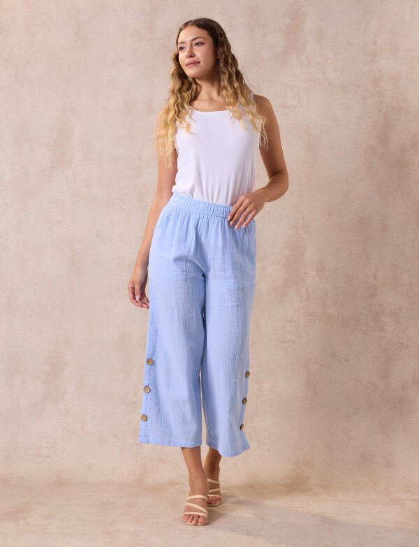 Pantalon Crop Botones CELESTE