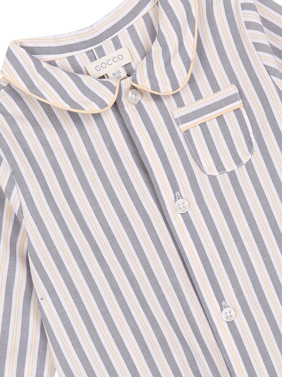 Pijama De Rayas Con Contraste Blanco Roto