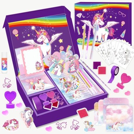 Set De Papelería Infantil Unicornio Violeta Set De Papelería Infantil Unicornio Violeta