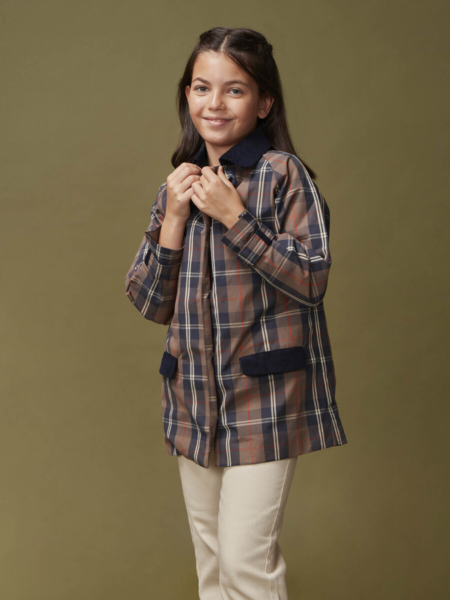 Chaqueton De Cuadros Con Interior Extraible Marino