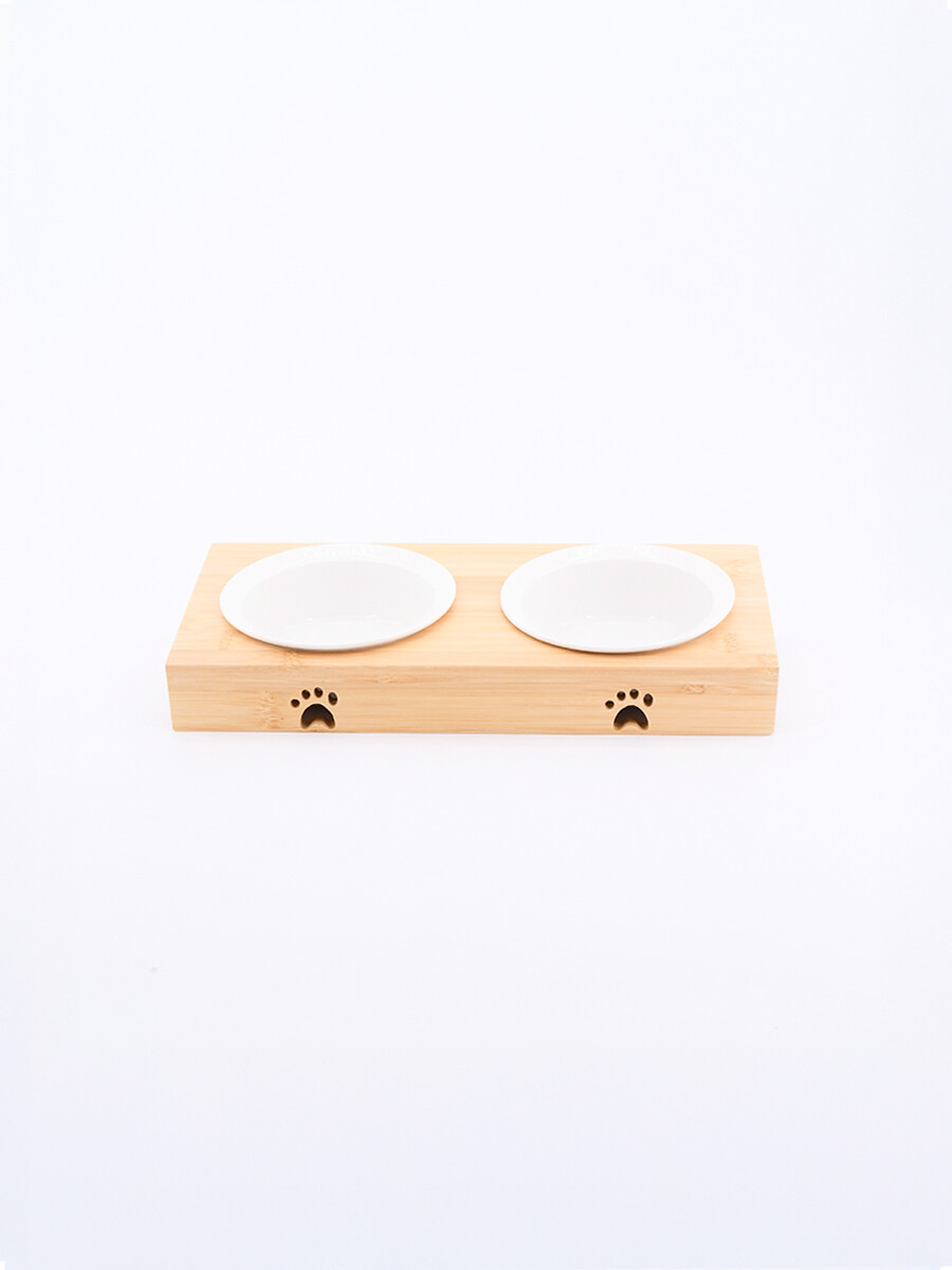 PLATO DOBLE DE BAMBOO CON CERÁMICA - MADERA 