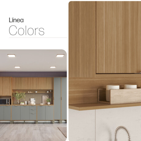 JUEGO DE COCINA 7 MODULOS Y MESADA MDF LINEA COLORS FREIJO Y VERDE