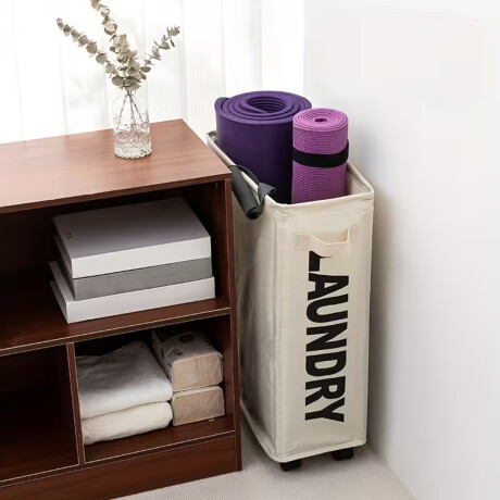 Cesto de ropa tela con rueditas Blanco