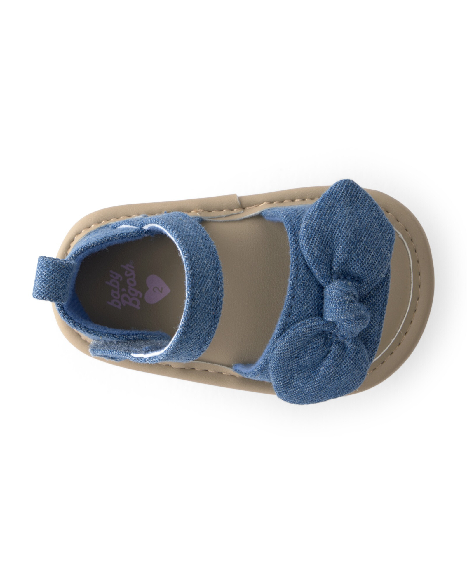 Sandalias azules con velcro y moño Sin color