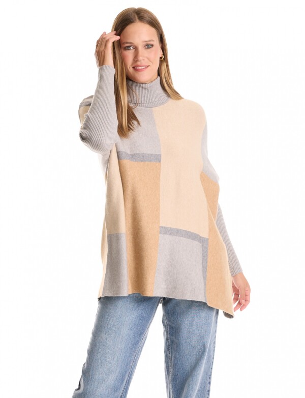 Polera Poncho Oversize MULTI/BEIGE