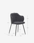 Silla Yunia gris oscuro con patas de acero con acabado pintado negro