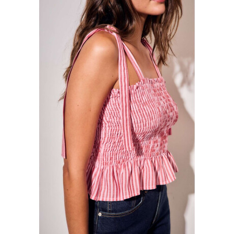 Top Rayado Nudos Rosa