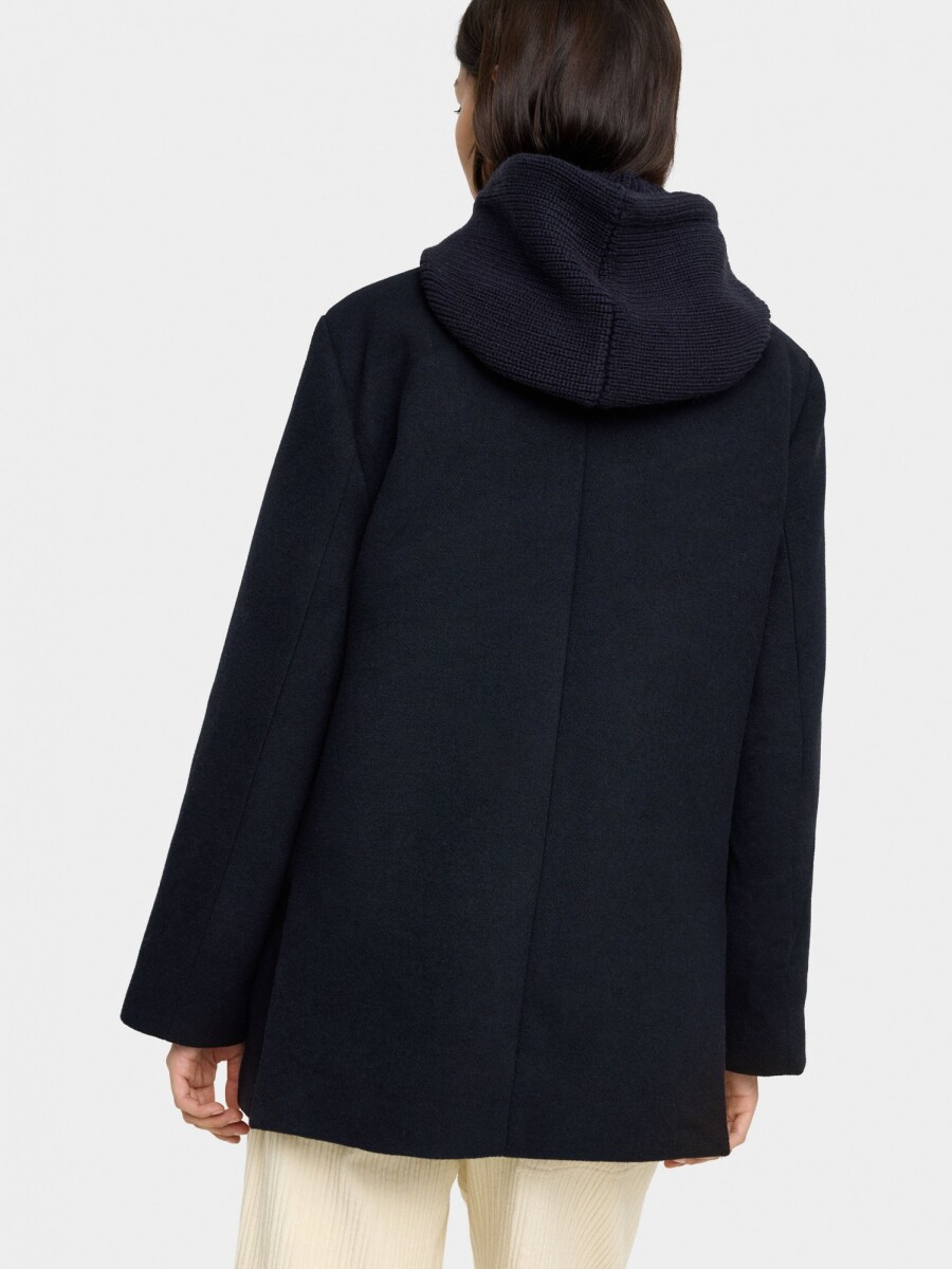 Chaqueta Mezcla De Lana Con Capucha Removible azul-marino