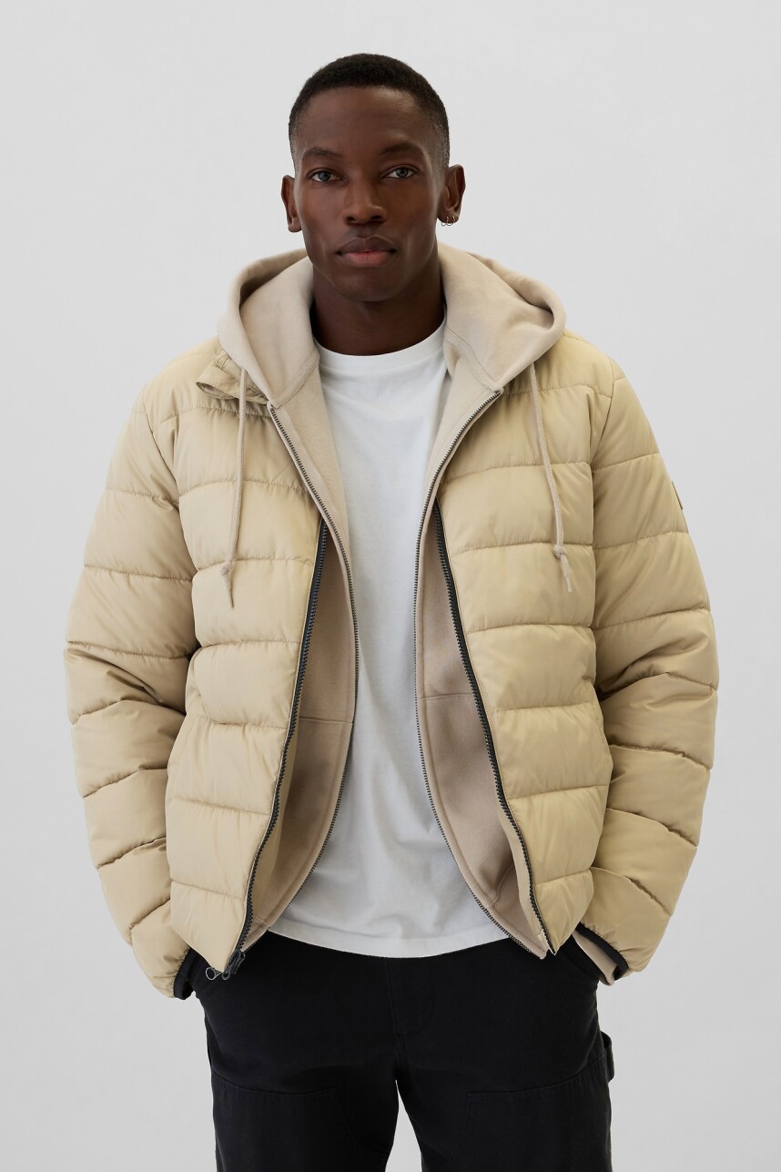 Campera Light Weight Puffer Hombre Perfect Khaki