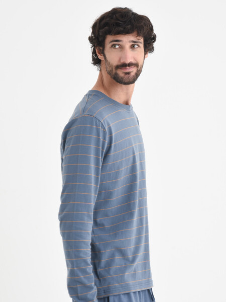 Camiseta manga larga pijama Azul piedra
