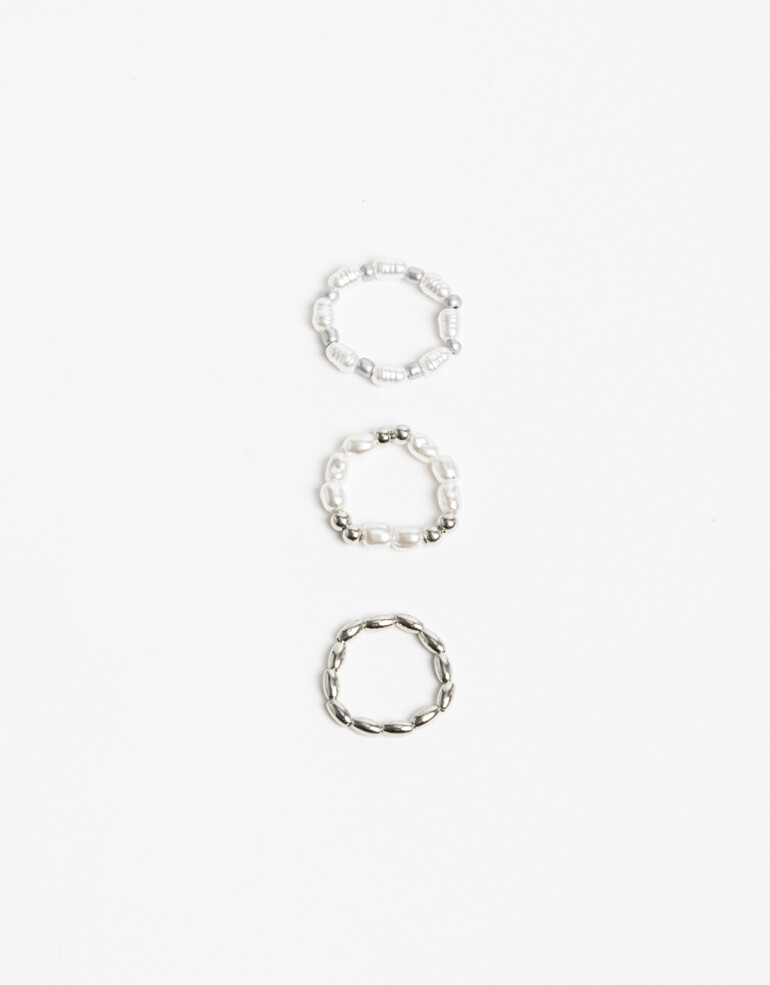 Sets Anillos Perlas Set Anillos Perlas - Plateado Rodio