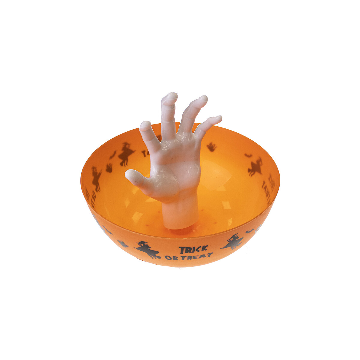 Bowl decorativo naranja con mano para dulces Halloween - Naranja 
