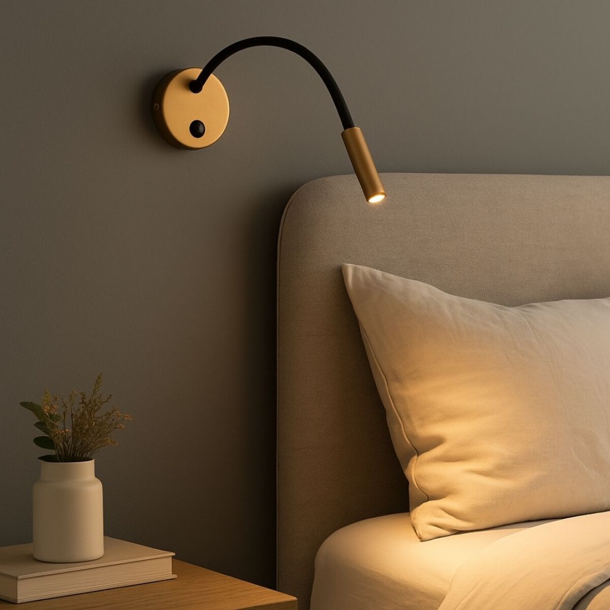 Portátil led de pared con SPOT móvil y brazo flexible - DORADA 