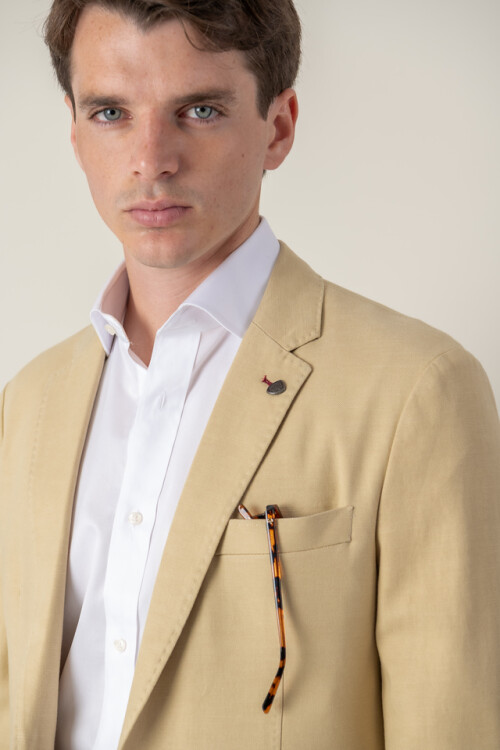 Saco Tencel Slim Fit Beige