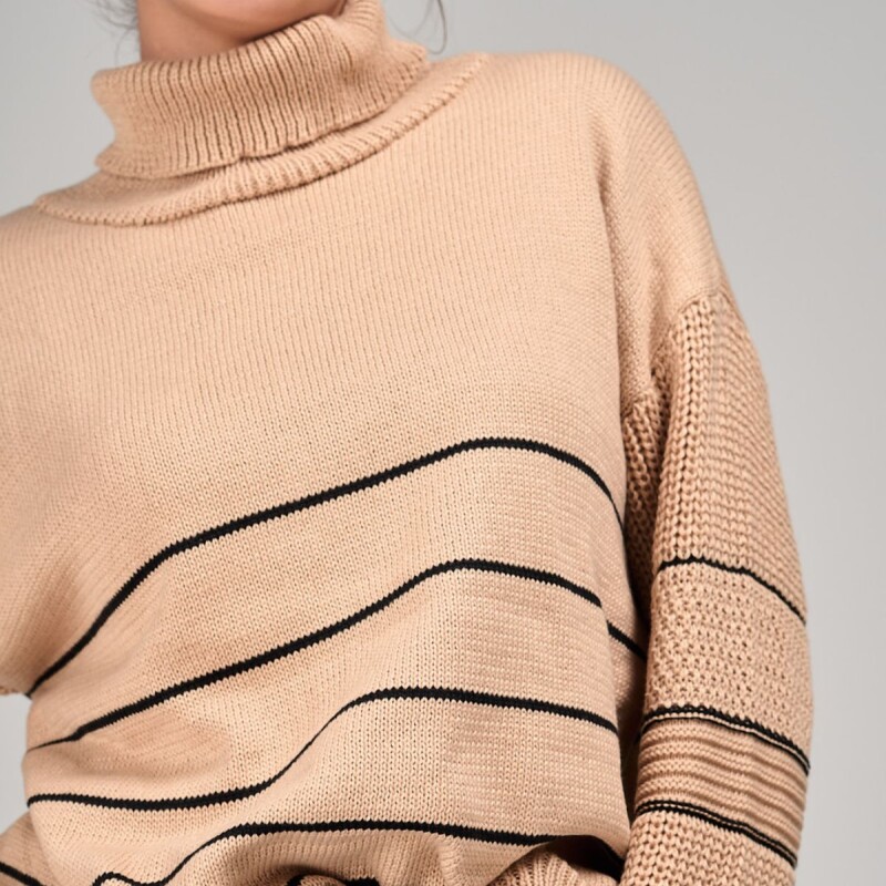 Buzo tejido rompe viento slowly Beige/black