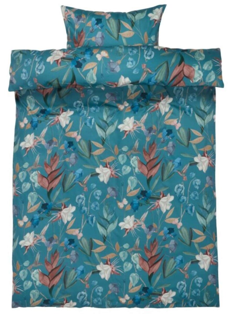 Juego funda nórdica BERTHA satén 155x220 azul - Azul 