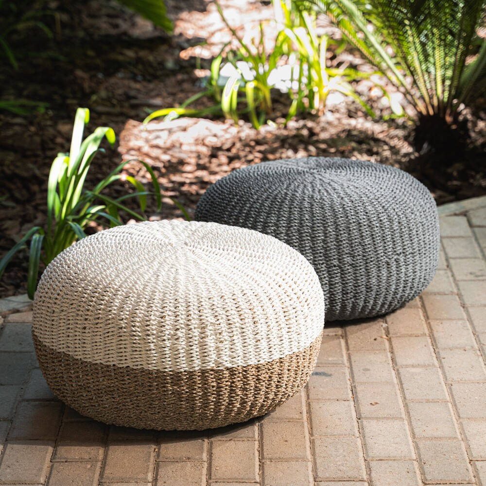 Puff apto para exterior, Tulum gris Puff apto para exterior, Tulum gris