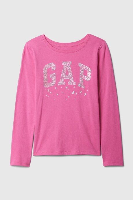 Remera Gráfico Manga Larga Niña Happy Pink