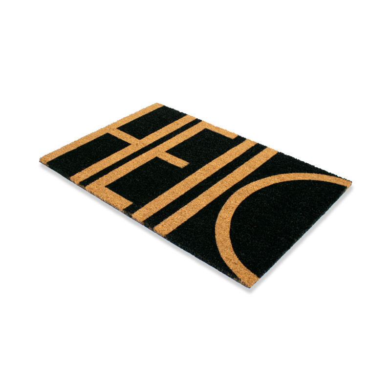 ALFOMBRA COCO RECT NEGRO C/DET HELLO 60X90CM Unica