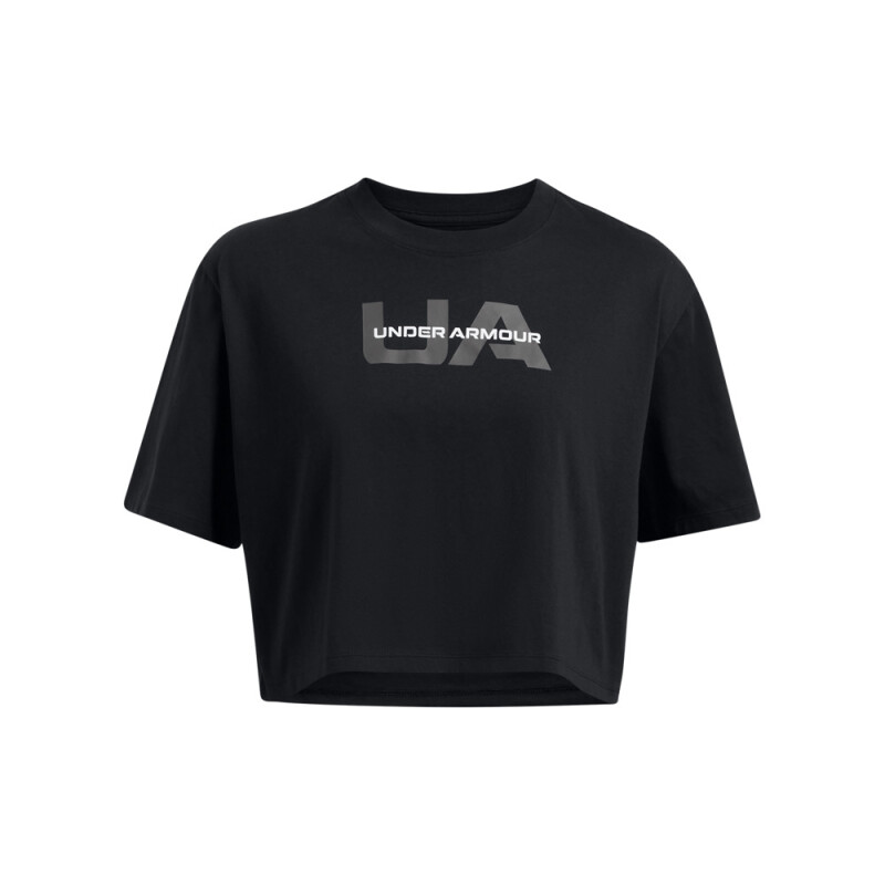 UA W BOXY CROP BRANDED SS-BLK BLK-001