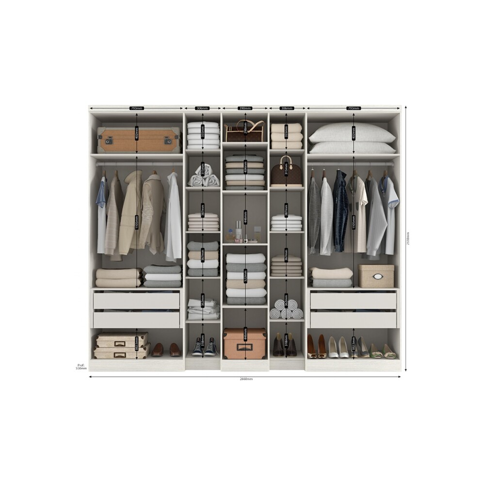 PLACARD ROPERO 7 PUERTAS MDP SELECTO GLASS
