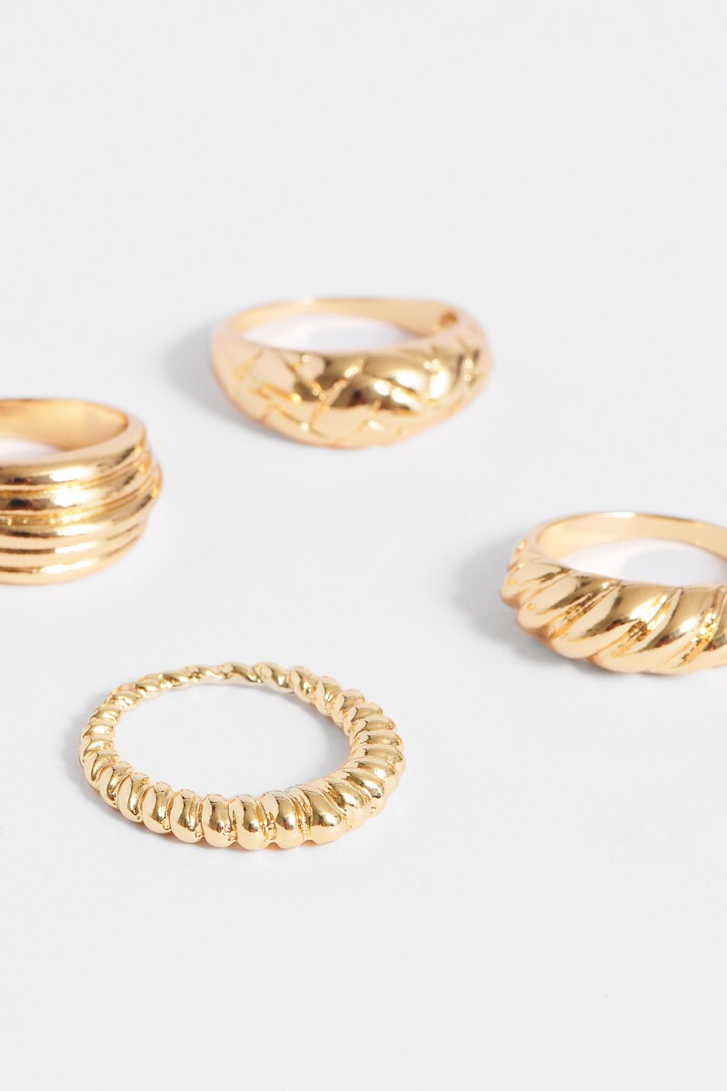Set de anillos texturados dorado