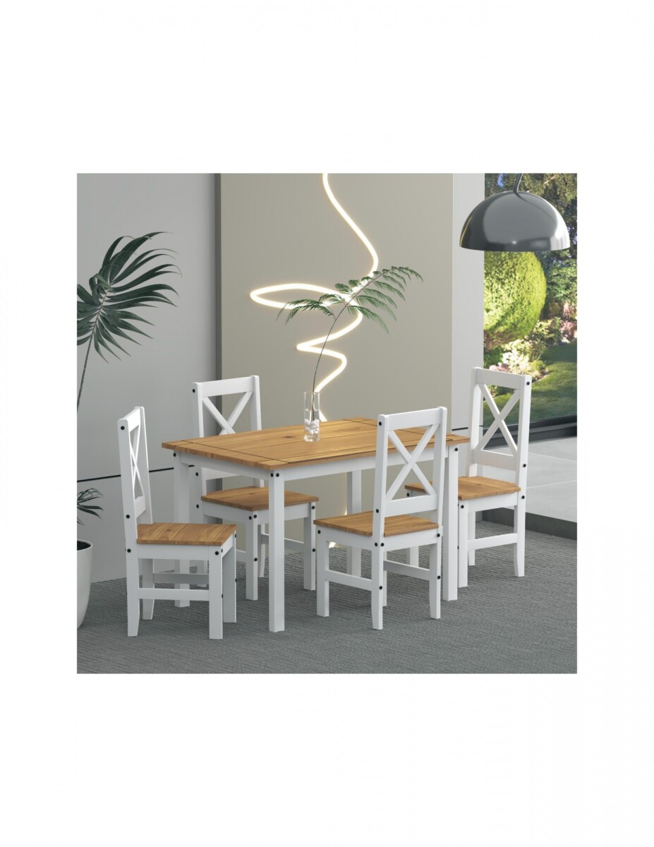 Juego De Comedor X 4 Sillas Blanco Cera Smgb 