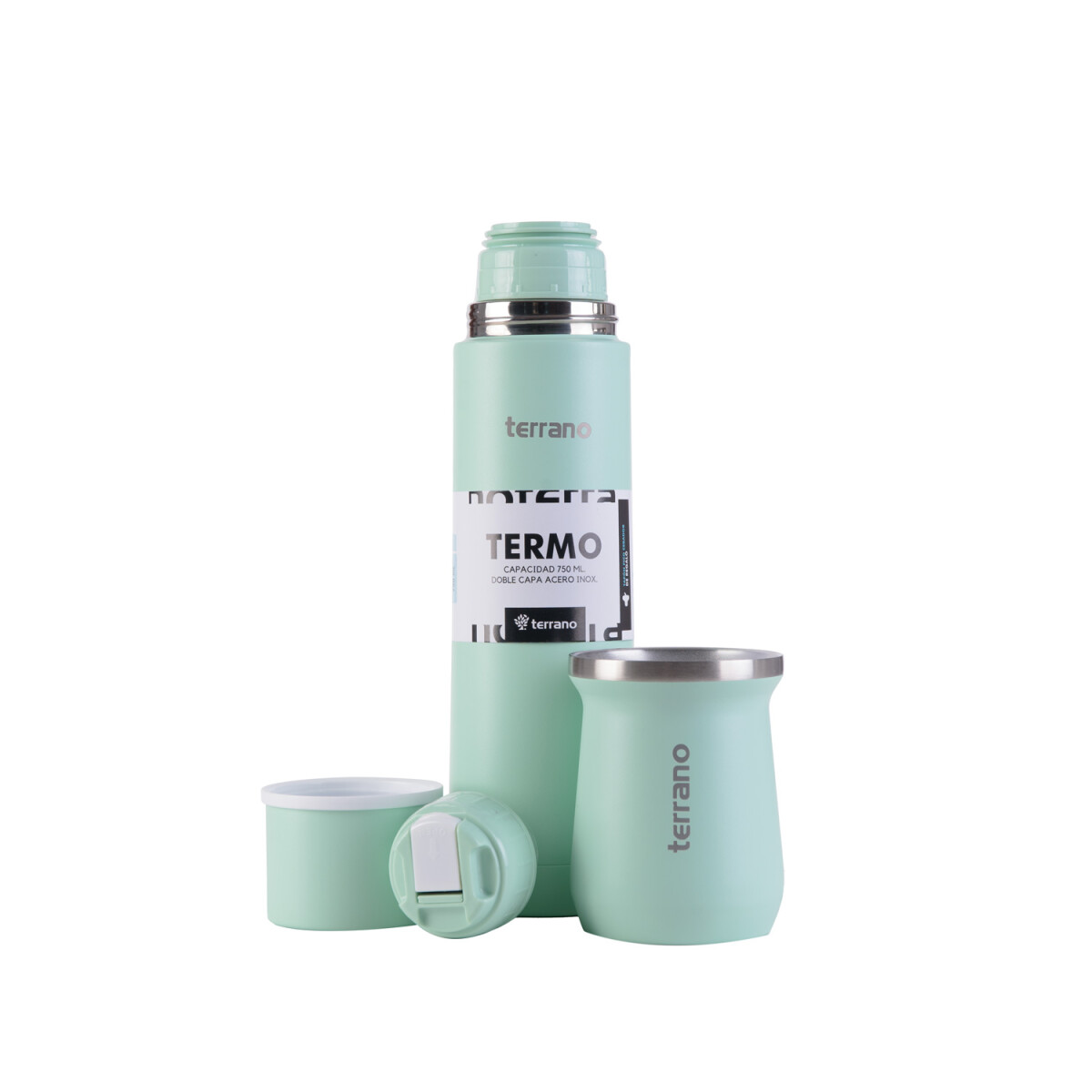 Kit Acero Bala - 750mL + Mate Tradicional - Verde Agua 