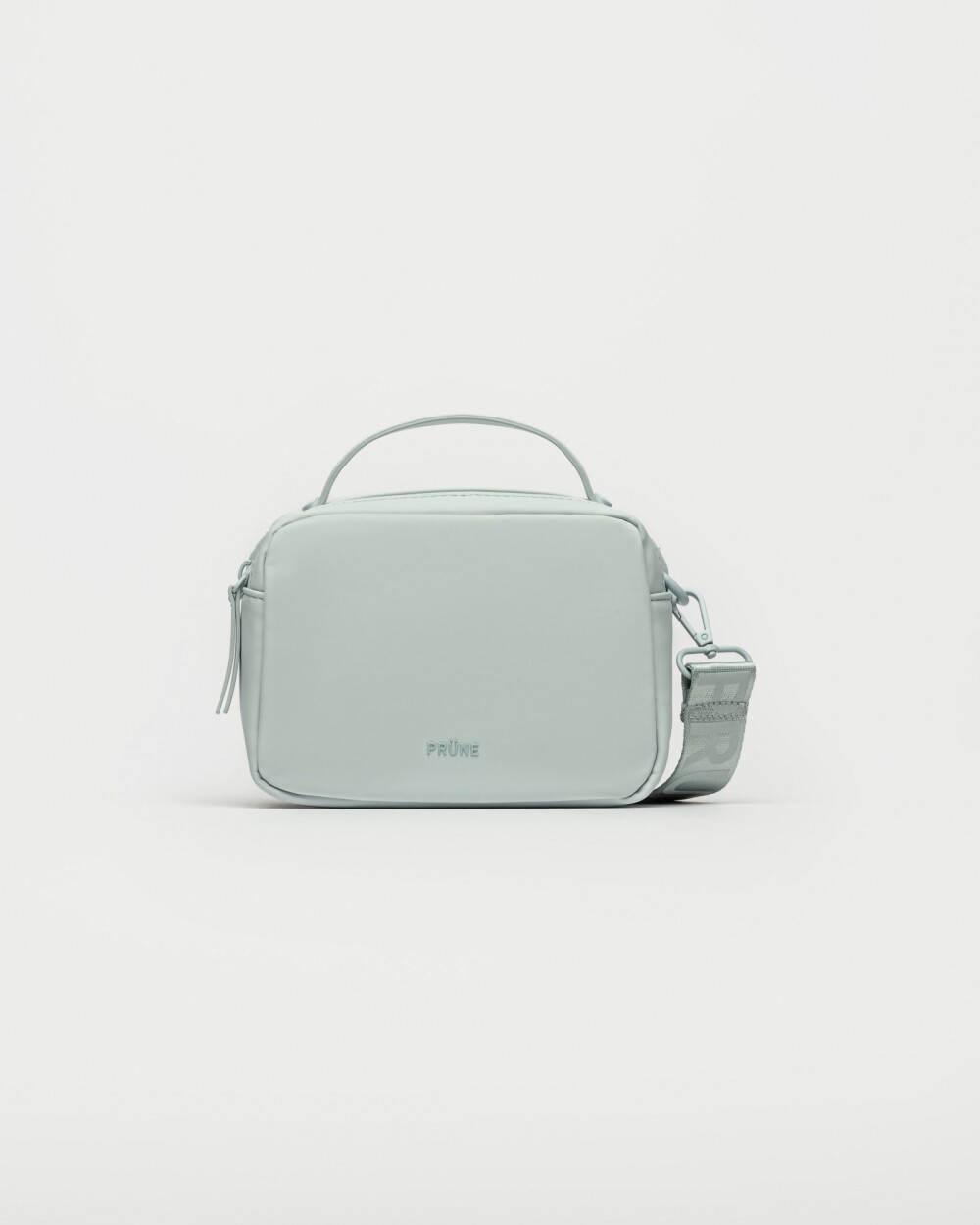 Mini Bag Rubber En Efecto Cuero Celeste