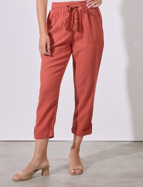 Pantalon Lino TERRACOTA