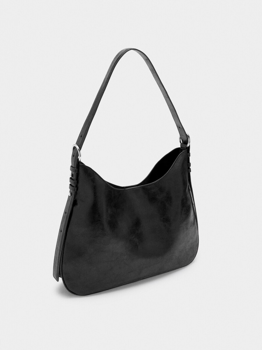 Bolso De Hombro Efecto Craquelado negro