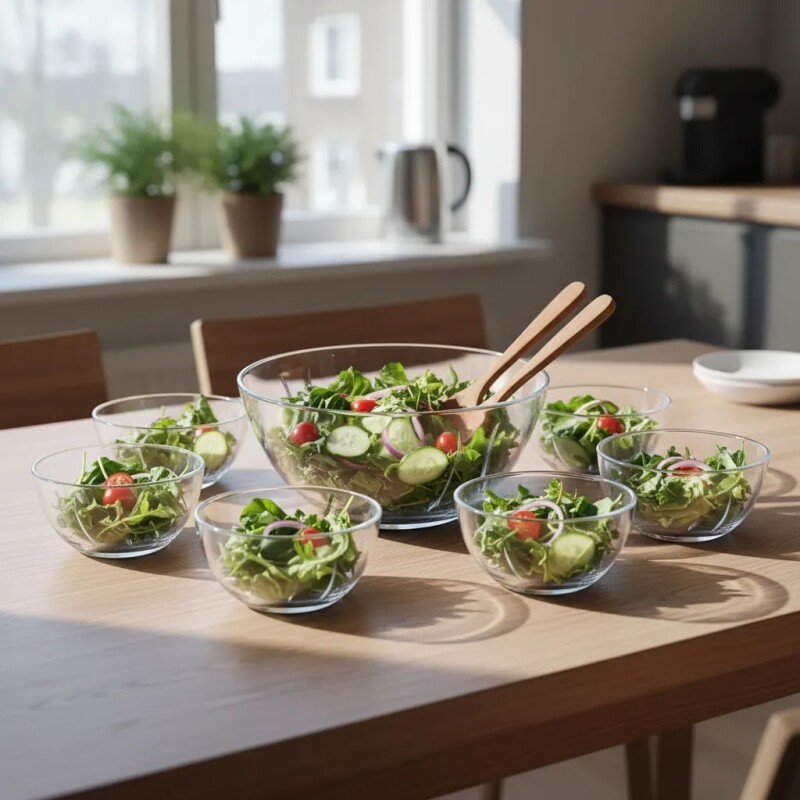 Juego Para Ensalada 7pzas De Vidrio - Red Cherry - X-7033 Juego Para Ensalada 7pzas De Vidrio - Red Cherry - X-7033