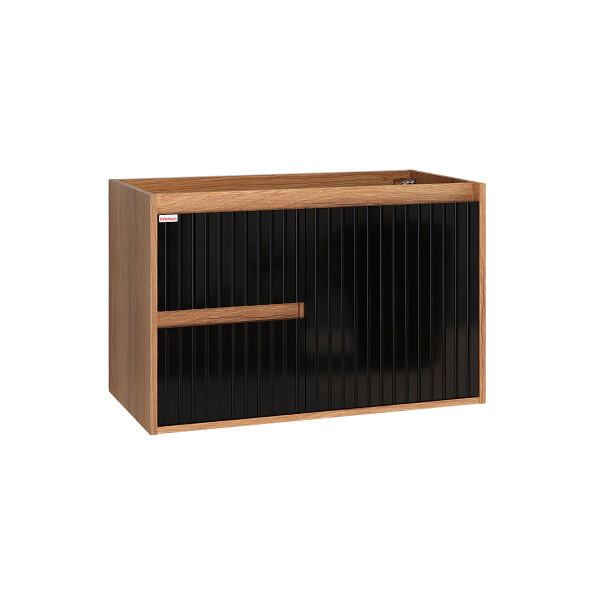 MUEBLE DE BAÑO SUSPENDIDO MODELO CLARICE 78 SIN TAPA - COLOR CATEDRAL CON NEGRO Mueble De Baño Suspendido Modelo Clarice 78 Sin Tapa - Color Catedral Con Negro