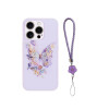 Protector rígido iPhone 15 Pro Max diseño mariposa rosa con correa Protector Rígido Iphone 15 Pro Max Diseño Mariposa Rosa Con Correa