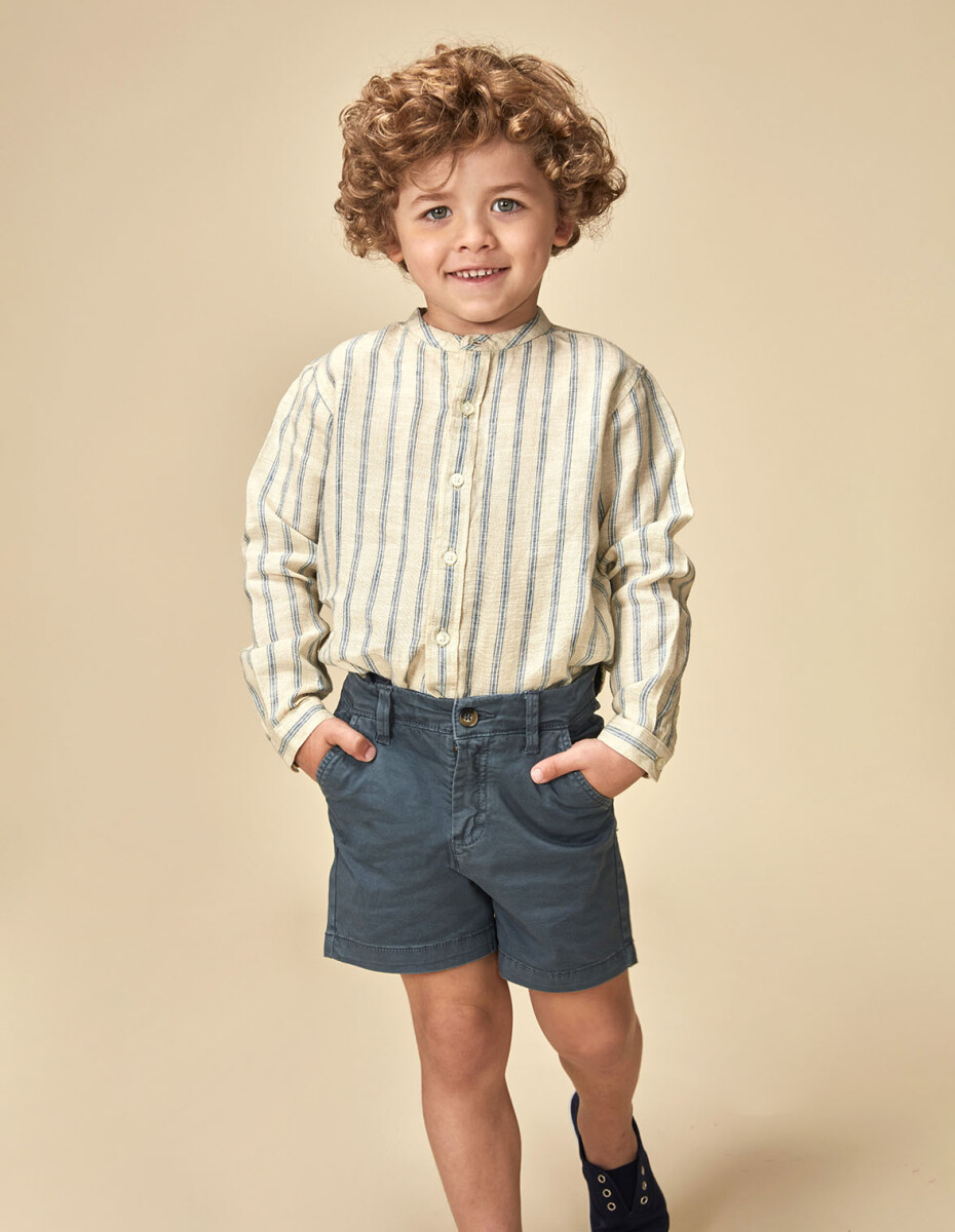 Camisa De Rayas Azules - Arena Claro 