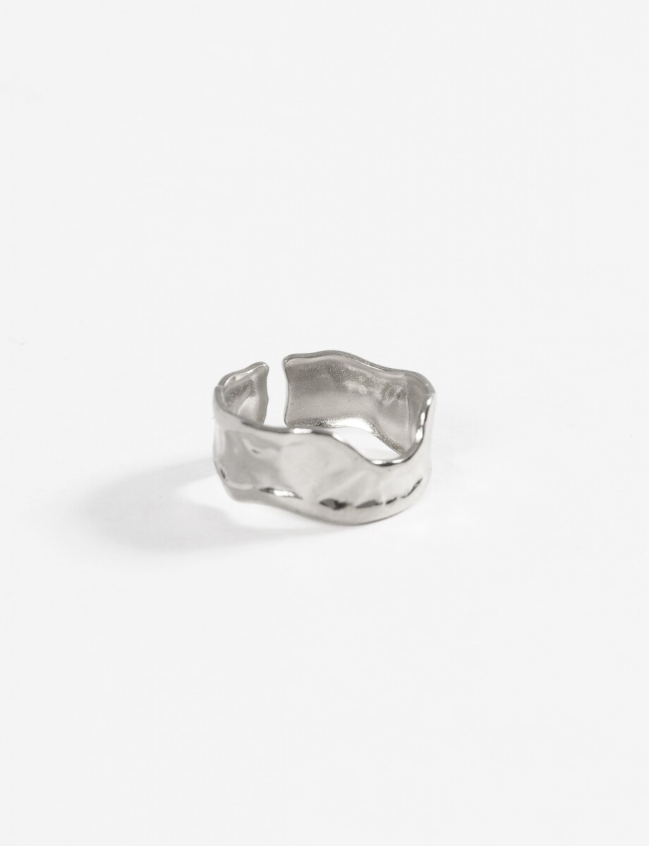 Anillo irregular acero ajustable - plateado 