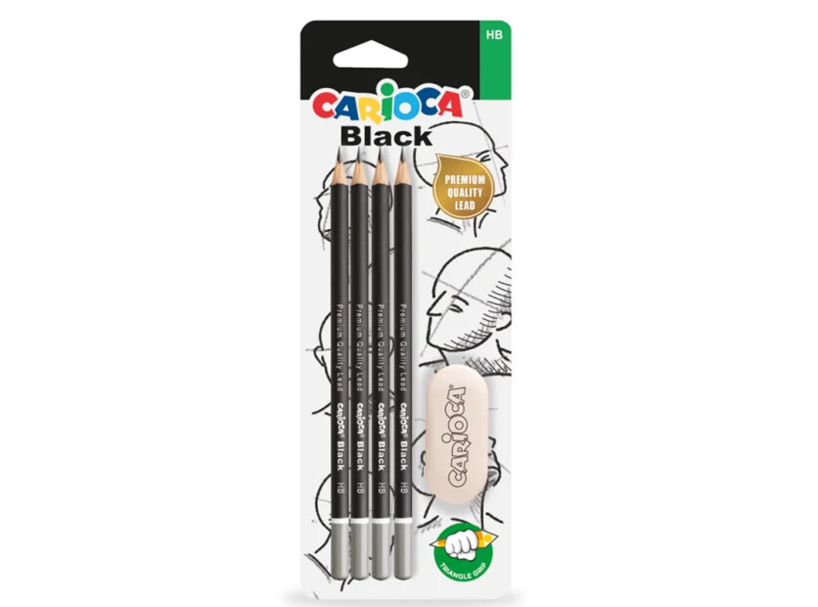 Lapices Carioca Black x 4 + Goma 