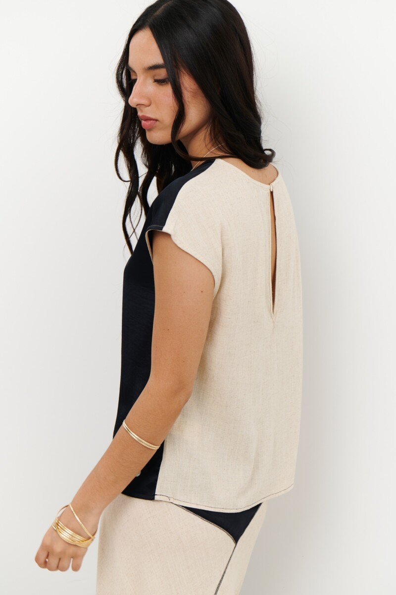 BLUSA LINO SATEN NEGRO
