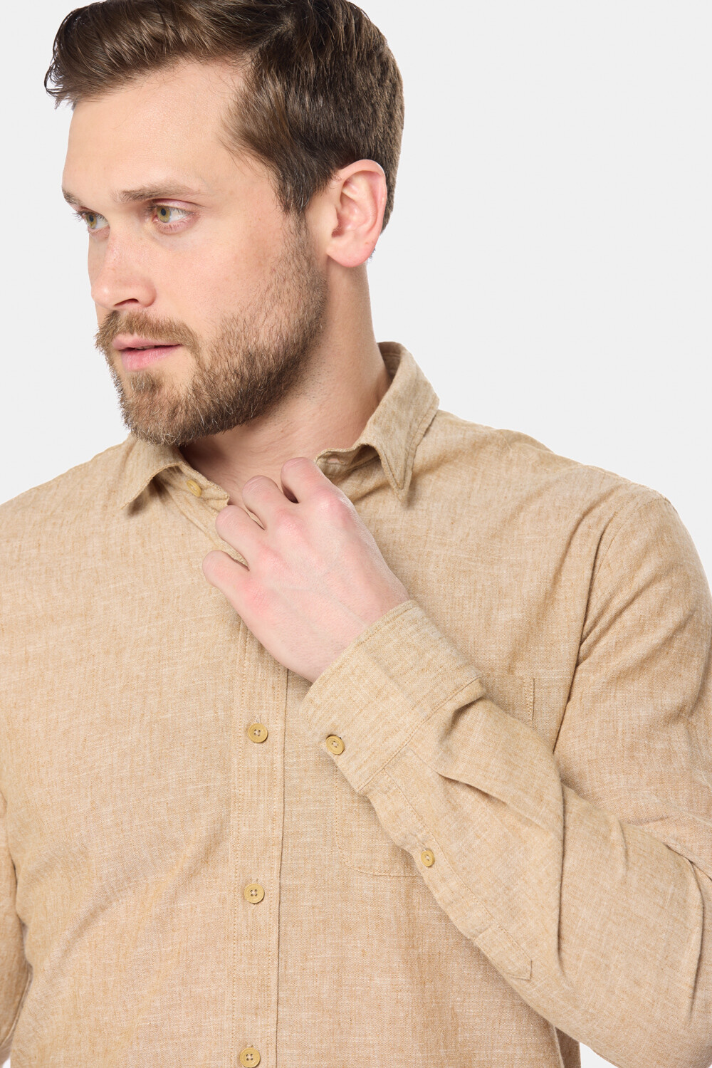 CAMISA DE LINO Camel
