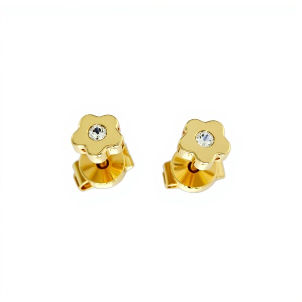 Abridores Flor-Oro 18k-Piedra Zirconia-AB9505 conpiedra