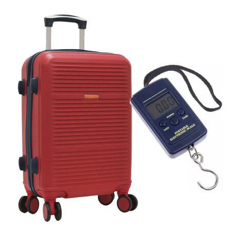 Set Viaje Valija Rígida Grande 4 Ruedas + Balanza Equipaje Rojo Oscuro