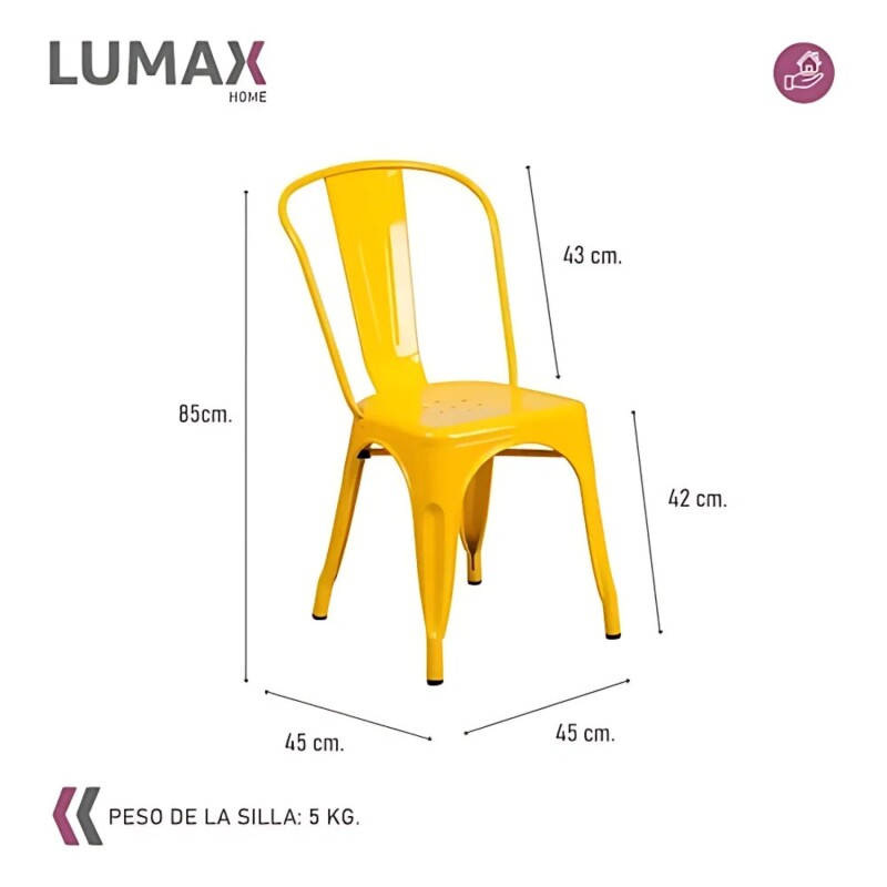 Pack 4 Sillas Tolix Lumax Metálicas Para Comedor Y Cocina Diseño Retro Resistente Amarillo