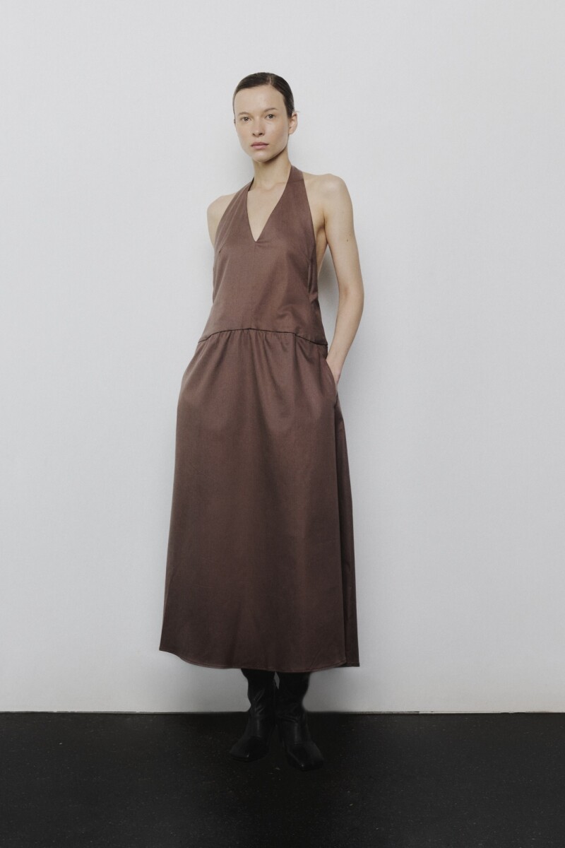 0056 POPELINE DRESS BLANCO Cafe