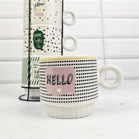 Set de tazas de cerámica tramas con soporte Sc