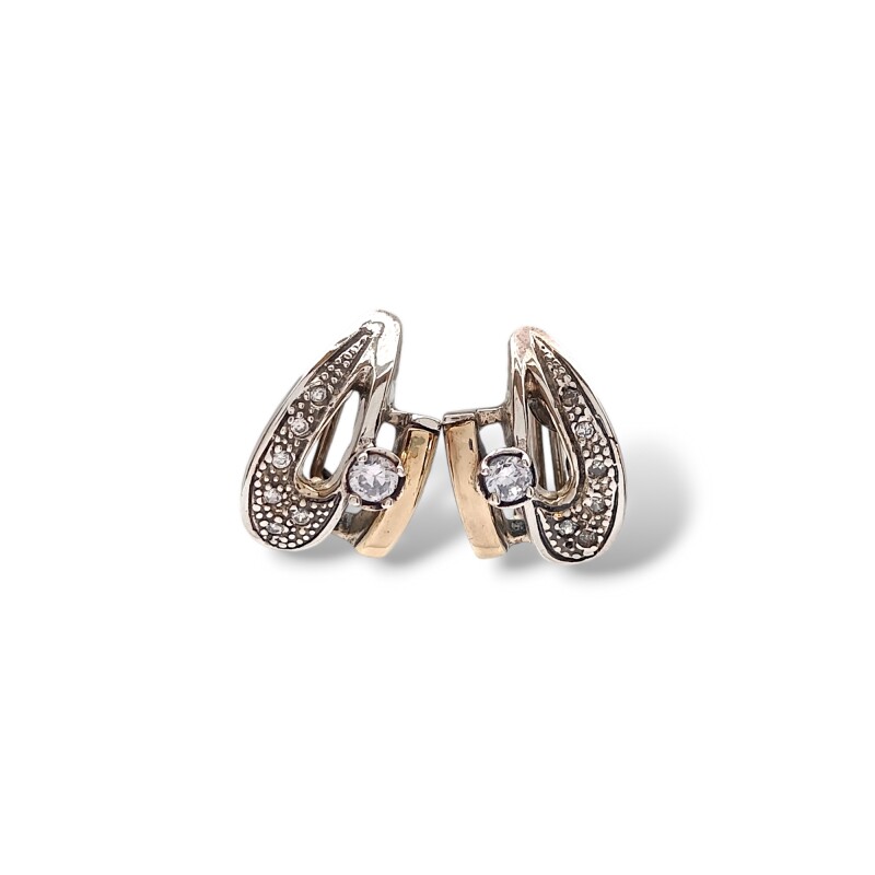 Caravanas Vintage Zirconia-Plata y oro-Zirconia-CA5044 conpiedra